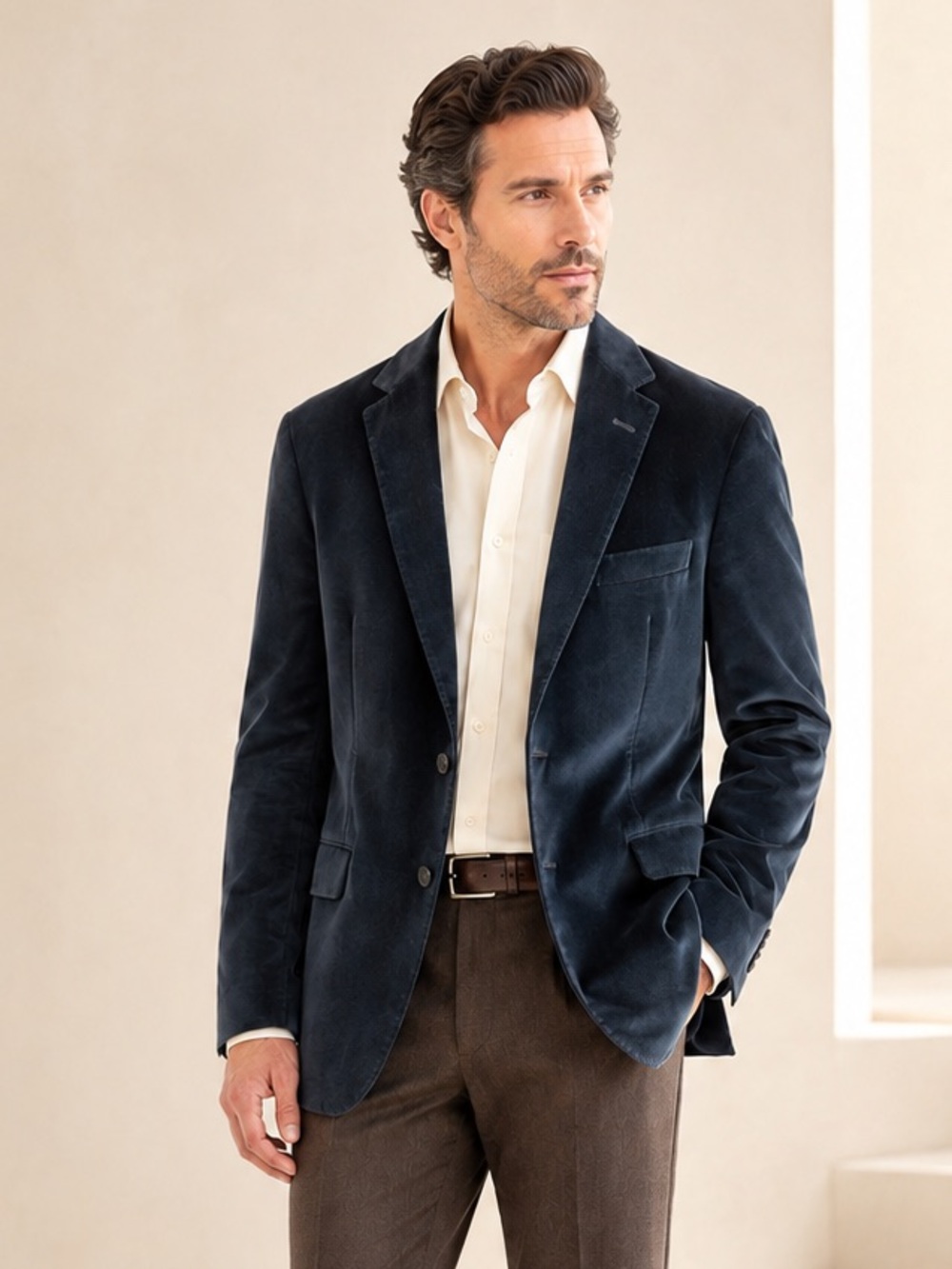 Z Zegna Midnight Navy Cotton Velvet Luxury Blazer Sz IT 48 / Sz US 38R